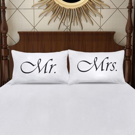 DasyFly Mr and Mrs Pillow Cases,His and Hers Couples Pillowcases, Romantic Anniversary V-Day Christmas Wedding Gifts for The Couple,Mr And Mrs Gifts for Him for Her