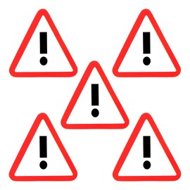 5 Exclamation Mark Magnets 6 x 5 cm for Magnetic Boards, Fridges, Planboards and Whiteboards – Danger Caution Traffic Sign Magnet
