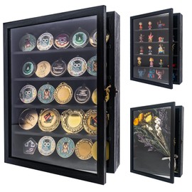 GMFrames 11x14 Wooden Shadow Box Frame with Removable Shelves Deep Display Case for Military Medals Keepsakes Black