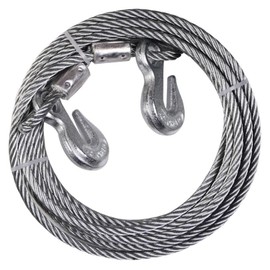 5/16-inch x 20ft Galvanized Wire Rope with Heavy-Duty Tow Hooks – 1,960 lbs Working Load, 9,800 lbs Breaking Limit – Weather-Resistant Winch Cable for Towing and Logging