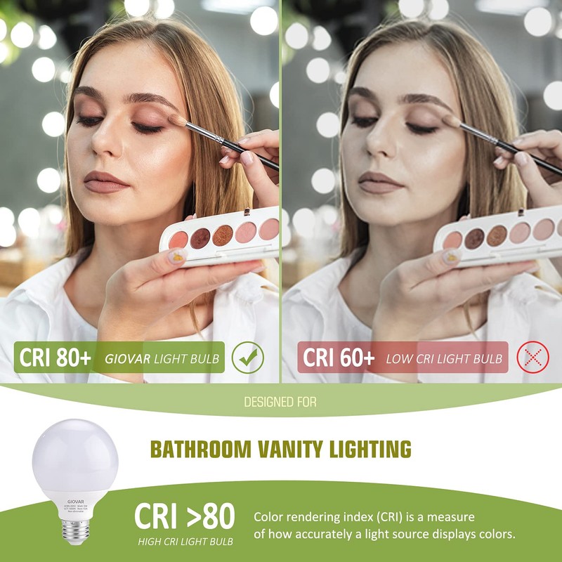 GIOVAR 8-Pack LED Bathroom Light Bulbs, 4000K Natural White Night
