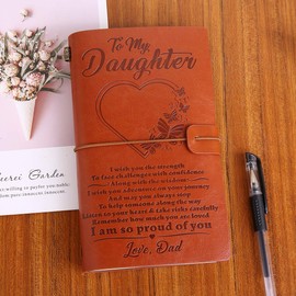 Weforu to My Daughter Journal Notebook, Leather Notebook Travel Diary from Dad Father for Christmas/Birthday/Gratuation Gift