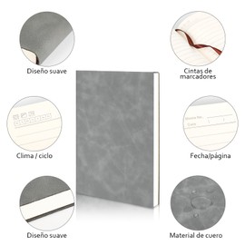 HETIE 3 Cuaderno Tapa Dura A5 con 3 Bolígrafos, Perfecto para Escribir, Tomar Notas, Dibujar y Llevar un Diario. El Regalo Perfecto para la Escuela y el Trabajo (Negro + Gris + Azul + 3 Bolígrafos)