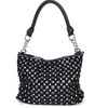 Zzfab Sparkle Rhinestone Suede Hobo Handbag Black
