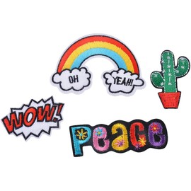 Beyond Patch Patches Set of 4 Peace Cactus Rainbow Wow Patches