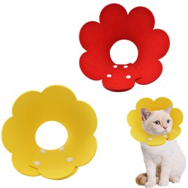 DFsucces Elizabeth Collar, For Cats and Dogs, Adjustable, Lightweight, Soft, Breathable, Post-surgery Clothes Changing, Protection of Postoperative Wounds, Licking Prevention, Push Button Type, Convenient to Put on and Take off, Set of 2 Colors, (M)