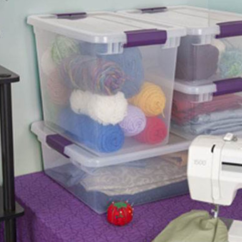 Sterilite 27 Quart Clear Latch Lid Storage Container Tote, 6