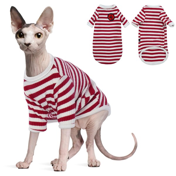 LETSQK Cute Cat T-Shirt, Kitten Clothes, T-Shirts for Sphynx Cats