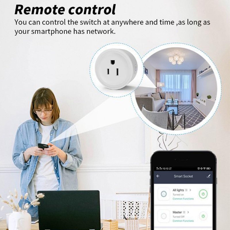 Smart Mini Smart Plug, 10A WiFi Outlet Socket Compatible with