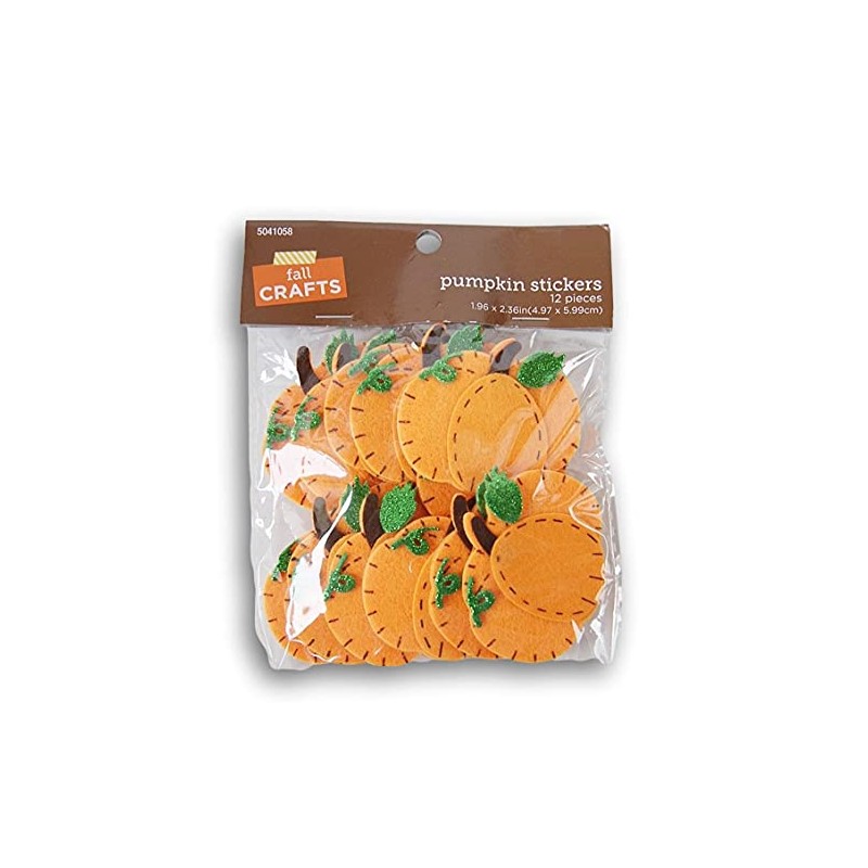 Felt Pumpkin Stickers Autumn Decorations Crafts - 12 Pieces