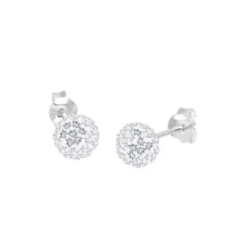 Elli Women's Stud Earrings Ball Elegant with Crystals in 925 Sterling Silver, Facet cut, Crystal