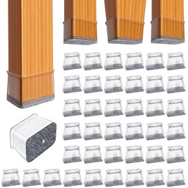 BUMACO Chair Leg Floor Protectors Rectangle Chair Leg Protectors for Hardwood Floors Silicone Pads Covers to Protect Floors(Clear-40 Pcs, Rectangle M Fit (Perimeter: 3-3/4"~4-7/8")
