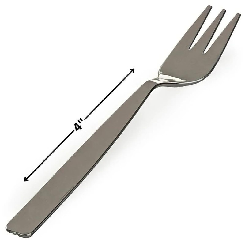 MiniWare Silver Elegance - 30 Disposable Silver Plastic Forks, 4
