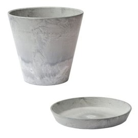 Murakami Art Stone & Saucer Gray SS Size Approx. 5 Pot Diameter 6.3 x Height 6.1 inches (16 cm) x Height 6.1 inches (15.5 cm), Planter, Gardening, Home Gardening, Garden Color, Indoor, Simple,