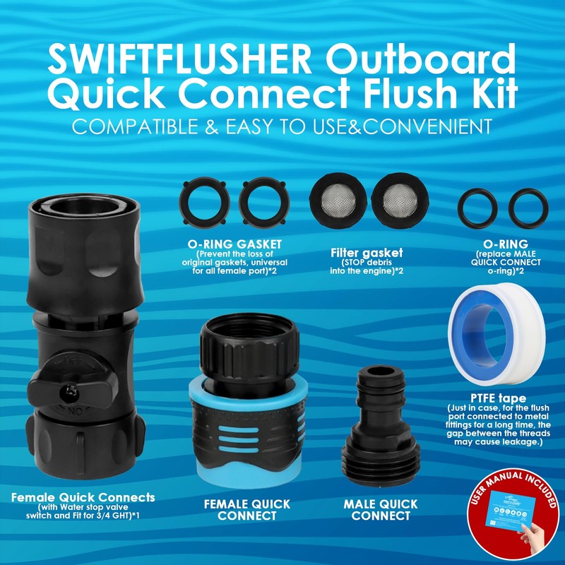 MZANNI SWIFTFLUSHER Outboard Quick Connect Flush Kit for Yamaha &