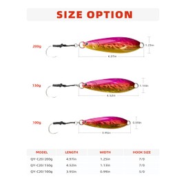 BLUEWING Fishing Lures Saltwater Slow Pitch Vertical Jigs Fish Sinking Jigging Bait with Stainless Steel Hook 100g Pink/Gold