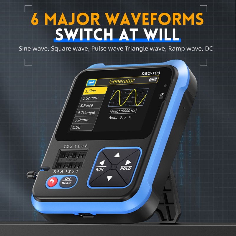 3in1 Digital Oscilloscope Transistor Tester Function Signal Generator Meter Handheld
