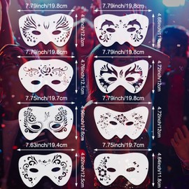 Oiieco Pack of 8 children's make-up stencils, children's make-up set, face painting, reusable stencils, eye tattoo stencils, face paint stencils, face paint stencils