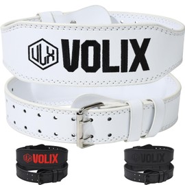 VOLIX Training Belt (Microfiber Leather for a Soft Fit) Lifting Belt Power Belt Muscle Training (White, M)