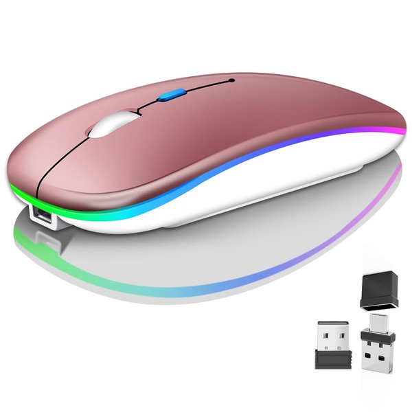Wireless Bluetooth Mouse for Laptop, Rechargeale Computer Mouse 2.4GHz Optical