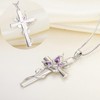 YL Butterfly Cross Necklace Sterling Silver Cubic Zirconia Leaves Pendant