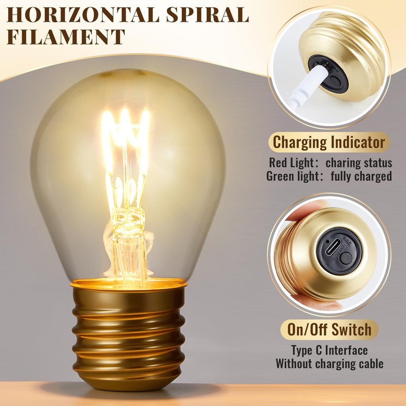 Aurelema 4.4 x 2.7 Inch Large Rechargeable USB Light Bulb