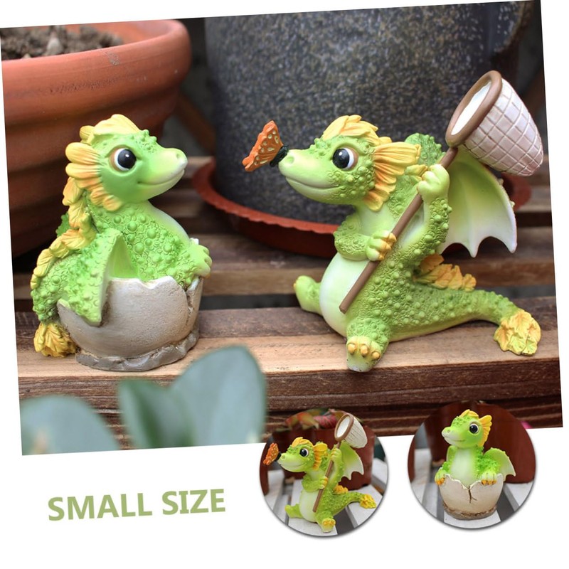 Kisangel 2pcs Handmade Resin Dragon Ornaments Dragon Decor Craft Adornment
