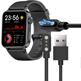 Compatible for FeipuQu W10 smart watch Charger, Blueshaweu 2 Pin Magnetic USB Replacement Charging Compatible with FeipuQu W10 smart watch 1.69 inch (Black)