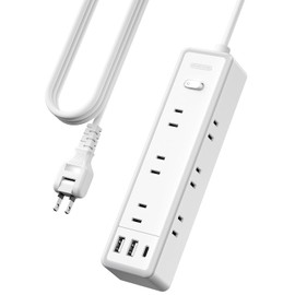 NTONPOWER Extension Cord, 16.4 ft (5 m), Power Strip with USB, 9 AC Outlets, 2 USB-A Ports, 1 Type C Port, Lightning Guard, Octop/Outlet, Table Tap, USB Outlet, Switch Included, Tabletop/Wall Mount