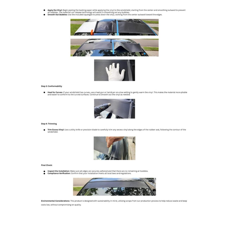 Sun Visor Windshield Light Blocker Strip Vinyl Wrap Fits All