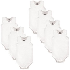 Luvable Friends Unisex Baby Cotton Sleeveless Bodysuits, White, 0-3 Months