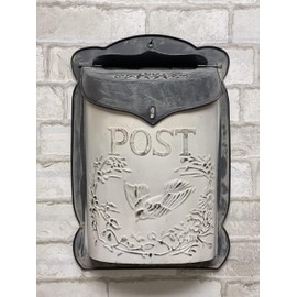 The Nifty Nook I Vintage Style Post Box I Nostalgic Charm Home Decor I Farmhouse Design I 15.9" Height x 11" Wide (white)