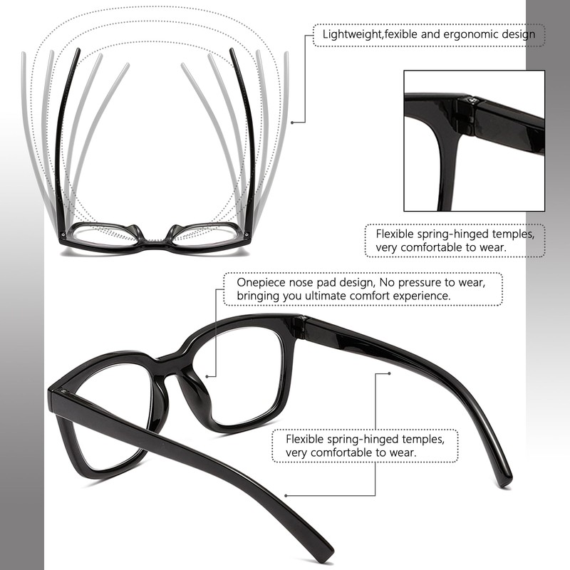 ZXYOO 3 Pack Oprah Style Reading Glasses for Women Blue