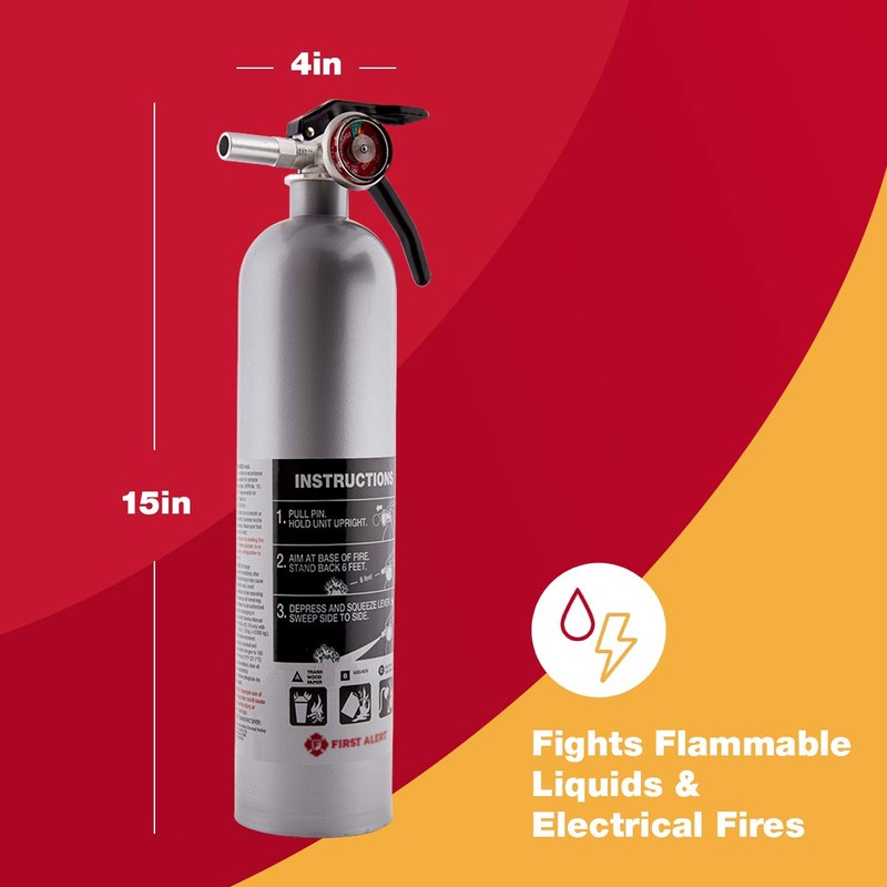 First Alert DHOME1 Rechargeable Standard Home Fire Extinguisher, UL Rated