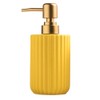 Chic Cylinder-Shaped Soap Dispenser, Vertical Stripe Design with Gold Pump,