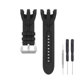 SANDEIN 38mm Watch Band Compatible with Invicta, Soft Silicone Rubber Replacement Wrist Strap for Invicta Venom Reserve Chronograph Watch Straps (Black + Silver Buckle)