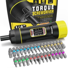 Aiourx Torque Screwdriver Wrench Set, 2-22 Inch Pounds lbs, 2 in-lb Increment, 31 Pcs 1/4" Drive Torque Screwdriver Wrench with S2 Steel Bits for Tools, Mounting and Bike Repairing