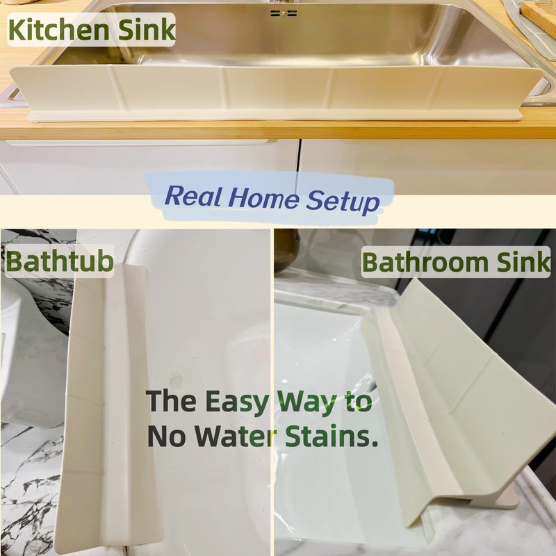 Kitchen Sink Splash Guard 23"/18" Silicone Water Guard with Suction