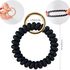 Tovly 6PCS Wristlet Keychain Stretchable Wristband Key Ring Bracelet Spiral Coil Key Holder For Gym Pool ID Badge, 6 Colors, Medium