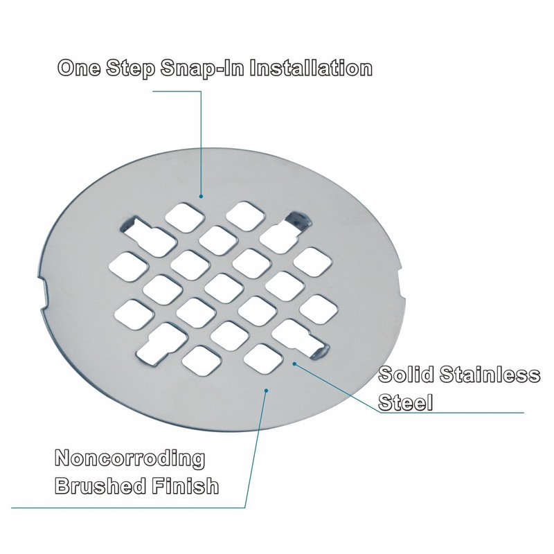 Chrome Plated Snap-in Shower Drain Cover Replacement, Welsan Stainless Steel