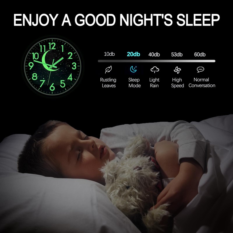 JoFomp Glow in The Dark Wall Clocks Battery Operated, 12