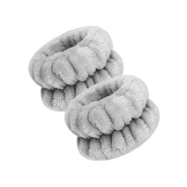 SHINE.UP Face Wash Wrist Band Wristband Face Wash Band for Water Work, Washing and Household Activities, Water Absorption, Fluffy, Warm, Convenient, Microfiber, 1 Pair Gray