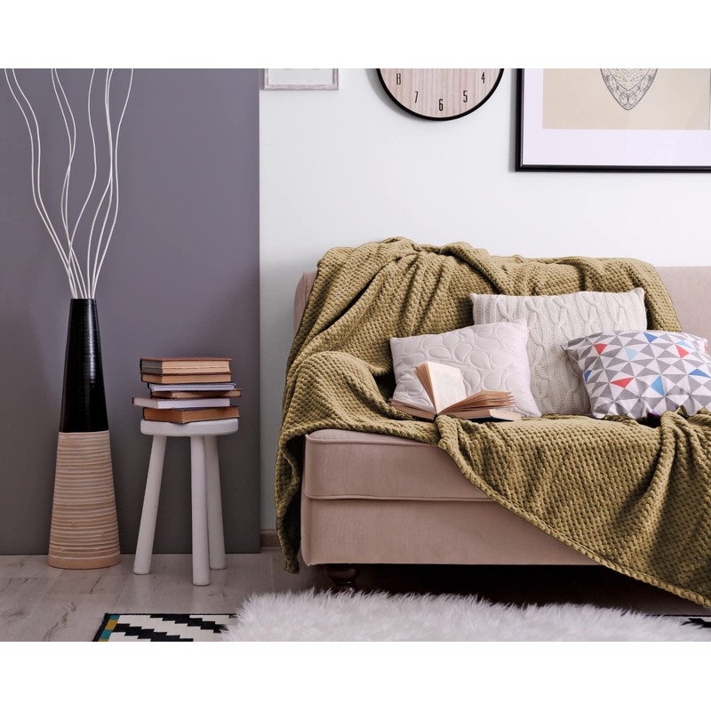 Bear & Panda Waffle Flannel Fleece Mink Throw - Sofa/Bedspread/travel
