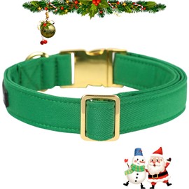 Maca Bates Christmas Collars for Dogs Cotton Soft Green Dog Collar with Metal Buckle Winter Dog Collar Adjustable for Small Medium Large Dog