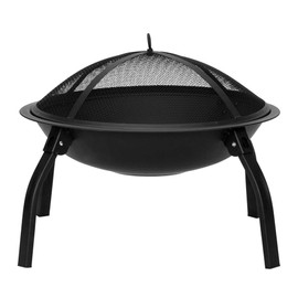 Outdoor Fire Pit Fireplace Portable Firepit Iron Brazier Wood Burning Coal Pit Fire Bowl Stove with Mesh Screen Lid Poker for Camping Patio Garden Backyard Beach Picnic (21.65" x 21.65" x 15.75")