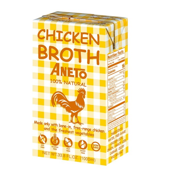 Aneto 100% Natural Chicken Broth, 33.83 Ounce (1 Pack)