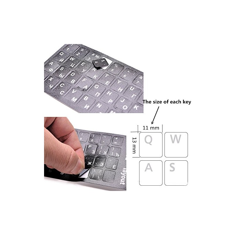 2 PCS Russian Keyboard Stickers with Non-Transparent Black Background &