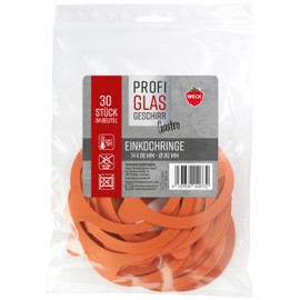 Weck Pack of 30 Rubber Rings 74 x 86 mm Diameter 80 mm (Rubber Sealing Rings, Preserving Jars) 76134, Orange