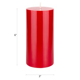 Mega Candles 6 pcs Unscented Red Round Pillar Candle, Hand Poured Premium Wax Candles 3 Inch x 6 Inch, Home Décor, Wedding Receptions, Baby Showers, Birthdays, Celebrations, Party Favors & More