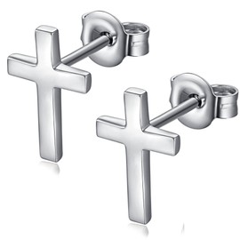Cross Earrings Cross Stud Earrings Sterling Silver Cross Stud Earrings,Silver Cross Stud Earrings,Cross Stud Earrings for Women Men Cross Earrings Silver Cross Earrings Womens Cross Earrings Stud
